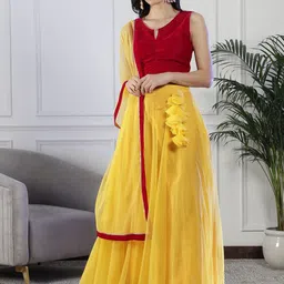 NEUDIS Soft Net Flared Maxi Lehenga Skirt image 5