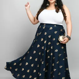 PrettyPlus by Desinoor.com Women Plus Size Printed Flared Maxi Skirt image 3