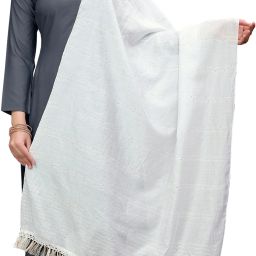 Pure Cotton Embroidered White Women Dupatta-image-6