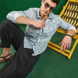 Sangria Printed Spread Collar Classic Shirt-image-19