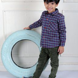 Superminis Boys Checked Standard Cotton Fleece Casual Shirt-picture-0