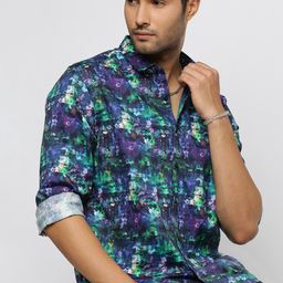 SHOWOFF Abstract Printed Smart Slim Fit Cotton Casual Shirt-image-68