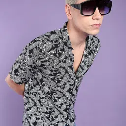 Flying Machine Paisley Print Viscose Casual Shirt-image-94