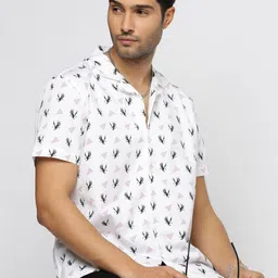 SHOWOFF Cuban Collar Premium Conversational Printed Casual Cotton Shirt-image-27