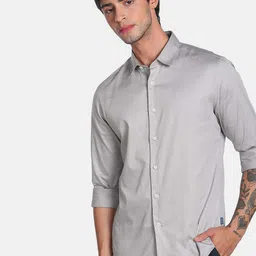 Flying Machine Solid Sateen Casual Shirt-image-35