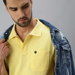 ONN Men Yellow Solid Polo Collar T-shirt-image-63