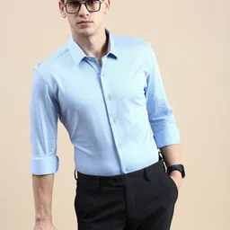 INVICTUS Textured Self Design Comfort Slim Fit Knit Formal Cotton Shirt-image-85