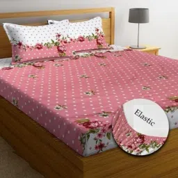 320 TC Cotton Double Printed Fitted (Elastic) Bedsheet-15