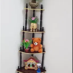 5 Shelf Wooden Corner, Multipurpose, Wall Corner Table, , corner stand for living room, Floor Standing, Home Décor, Wooden Corner, Wooden Wall Shelf-picture-27