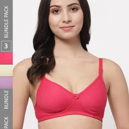 Docare Pack Of 3 Lightly Padded Full Coverage Cotton T-shirt Bra With All Day Comfort-27