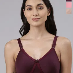 Dollar Missy Pack of 3  Cotton Wire-Free Crossover Support Bra-image-60