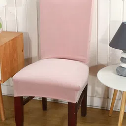 HOUSE OF QUIRK 2 Pieces Pink Velvet Stretchable & Removable Dining Table Chair Covers-image-58