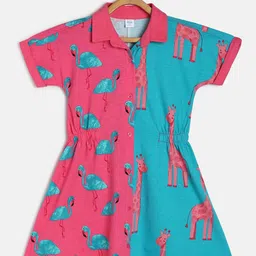 MINI KLUB Girls Conversational Printed Extended Sleeves Pure Cotton Shirt Dress-30