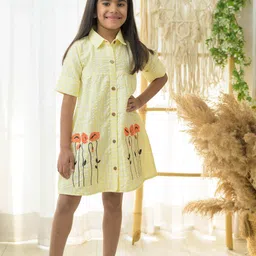 Fairies Forever Girls Floral Printed Pure Cotton Shirt Dress-picture-17
