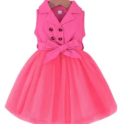 StyleCast Fuchsia Girls Shirt Collar Sleeveless Bow Detail Fit & Flare Dress-picture-28