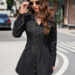 StyleCast Black Shirt Collar Shirt Dress-picture-36
