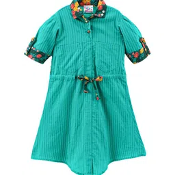 Eimoie Teal Checked Shirt Dress-image-17