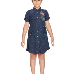 Peppermint Girls Checked Shirt Collar Shirt Dress-picture-25