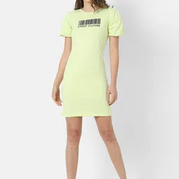 Campus Sutra Women Green T-shirt Dress-picture-21