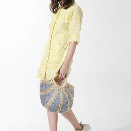 ONLY Floral Printed Schiffli Detail Scalloped Pure Cotton Shirt Dress-image-20