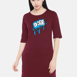 STATUS MANTRA Graphic Printed Round Neck Cotton T-shirt Dress-image-77