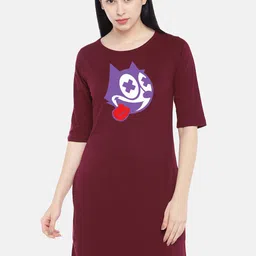 STATUS MANTRA Graphic Print Pure Cotton T-shirt Dress-image-22