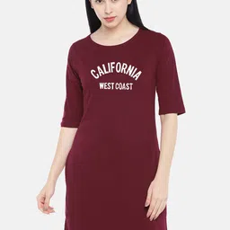 STATUS MANTRA Alphanumeric Printed Three-Quarter Sleeves Cotton T-shirt Dress-picture-20