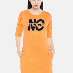 STATUS MANTRA Typography Printed Pure Cotton T-Shirt Dress-image-99