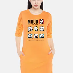 STATUS MANTRA Yellow Print T-shirt Dress-image-19