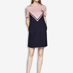 JC Collection Peach-Coloured & Navy Blue Colourblocked T-shirt Dress-picture-51