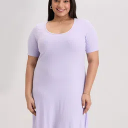 20Dresses Plus Size Violet Round Neck A-Line Dress-picture-10