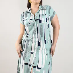 Instafab Plus Plus Size Printed Shirt Dress-20