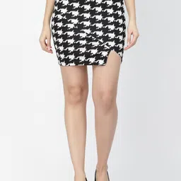 Popwings Printed Pencil Front Slit Mini Skirt-picture-50