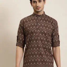 SOJANYA Men Brown Ethnic Motifs Printed Kurta-12