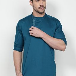 Kuons Avenue Men Thread Work Indigo Cotton Kurta-50