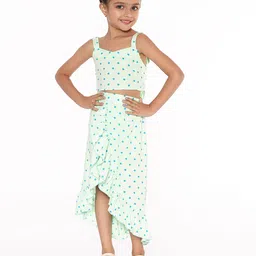 BAESD Girls Polka Dots Printed Crop Top with Skirt-image-14