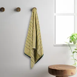 SPACES Exotica Beige Striped Anti-Bacterial 575 GSM Pure Cotton Bath Towel-image-80