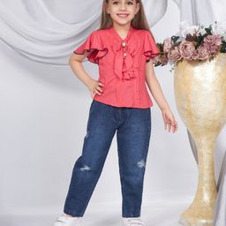 Peppermint Girls Tie-Up Neck short Top-image-7