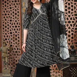 Stylum Rust Bandhani Printed Empire Sequinned Anarkali Kurta with Palazzo & Dupatta image 4