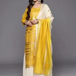 Varanga Embroidered Regular Sequinned Silk Georgette Kurta With Sharara & Dupatta image 1