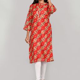 Kesarya Women Red Ethnic Motifs Printed Kurta-picture-54