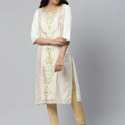 AURELIA Women White Floral Printed Kurta-image-94
