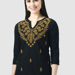 QAZMI Floral Embroidered Thread Work Kurti-image-26