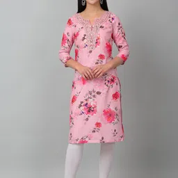 Cantabil Floral Printed Lace Work Straight Kurta-image-16