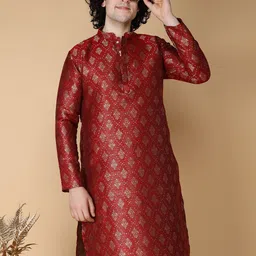 NAMASKAR Men Ethnic Motifs Band Collar Long Sleeves Kurta-picture-19