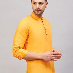 VASTRAMAY Band Collar Cotton Straight Kurta-image-73