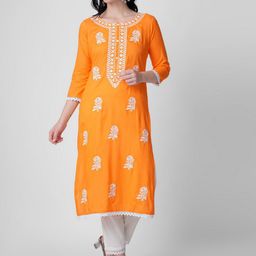 PURVIJA KURTIES Floral Embroidered Straight Kurta-picture-30