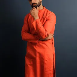 Lightpole Men Orange Kurta-42