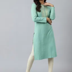AURELIA Women Green Geometric Sequinned Kurta-image-48