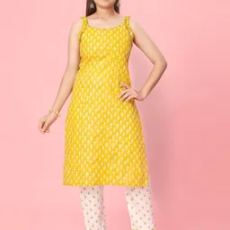 Aarika Girls Ethnic Motifs Printed Boat Neck Cotton Kurta-image-51
